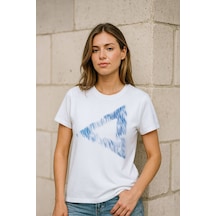 Markapia Woman Kadın Rahat Kesim Bisiklet Yaka Baskılı T-shirt Beyaz Xl