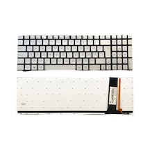 Asus İle Uyumlu N550jk-cn090h, N550jk-cn166h, N550jk-cn167d Notebook Klavye Işıklı Gümüş Gri Tr