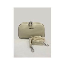 Genel Markalar Kadın İthal Premium Yumuşak Deri 5 Bölmeli Çapraz Omuz Çantası 25 X 19 X 9 Cm Taş