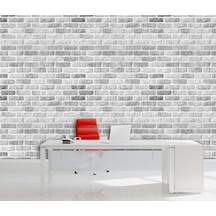 Beyaz - Gri Açık Tonlar Taş Desenli Duvar Kağıdı