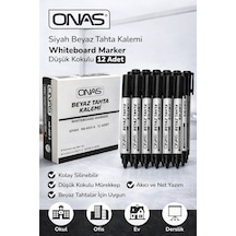 Onas Siyah Beyaz Tahta Kalemi Whiteboard Marker Düşük Kokulu 12 Adet Kutu