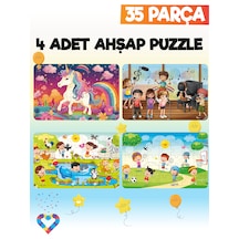Ahşap 35 Parça 4 Adet Çocuk Puzzle-4