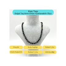 Yıldız Doğal Taş Kan Taşı Doğal Taş 6 MM Makrome Kolye 45 CM - 55 CM Ayarlanabilir Yeşil