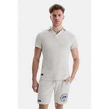Ucla Russel Bej Polo Yaka Baskılı Erkek Tshirt Bej