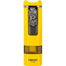 Lubinski Lion Sehpalı Delicili Tek Torch Puro Çakmağı Sarı