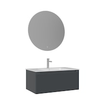 Orka Olbia 80 Cm Mat Antrasit Banyo Dolabı Takımı Beyaz