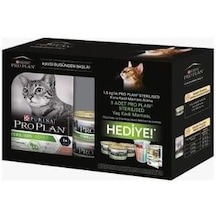 Proplan Somonlu Kısırlaştırılmış Kedi Maması 1,5 Kg 3 Adet Yaş Mama+ölçü Kabı Hediye