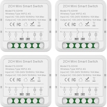 Aubyhe 4'lü Tuya Wifi Akıllı Anahtar, 16a İki Yollu Kablosuz Kontrol, Ac 100-240v, Uzakdan Isıma Ve Aydınlatma Kontrolü Beyaz