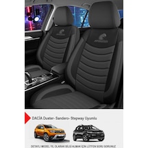 Panther Serisi Keten Kumaş Oto Koltuk Kılıfı- Dacia Sandero-stepway-duster Uyumlu Füme