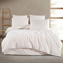 Çift Kişilik Nevresim Takımı 200x220 160x200+30 Lastikli Çarşaf 4 Yastık Kılıfı Krem Krem