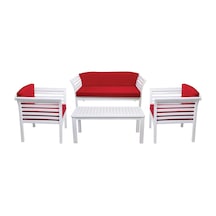 Venüs Ahşap Bahçe Balkon Oturma Grubu 5 Kişilik Beyaz