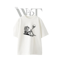 Thewert Skeleton Skull Tasarım Baskılı Ünisex Beyaz Oversize T-shirt