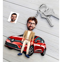 Kişiye Özel Bay Renault Clio Figürlü Plakalı Ahşap Karikatür Anah N11.14743