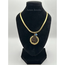 Arnes Jewelry Çelik İtalyan Ezmeli Dorikalı Yaşam Ağaçlı Kolye Gold