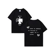 Flood Of Style Rapçi Milo J T Shirt 111 Albümü Merch Baskı T-shirt Erkekler Kadınlar Saf Moda Kalça Hopt-shi Siyah