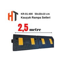 10 Cm Kauçuk Rampa Seti 2,5 Metre - Otopark Rampası, Kablo Kanallı, Kaldırım Rampası 50 X 30 X 10 Cm