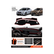 Cupra Formentor 2020-2026 Uyumlu Torpido Örtüsü, Torpido Kılıfı - Siyah Kırmızı