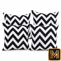 Kırlent 7 4'lü Zigzag Kırlent, Chevron Desenli Kırlent, Siyah Beyaz Kırlent, Dekoratif Yastık Kılıfı, Modern Kırlent, Geometrik Desenli Kırlent, Koltuk Yastığı, Salon Kırlenti, Ev Dekorasyonu Beyaz Siyah Renk