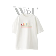 Thewert Evrim Balikci Tasarım Baskılı Ünisex Beyaz Oversize T-shirt