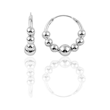 Gümüş Rodyumlu 17 Mm Top Top Halka Küpe