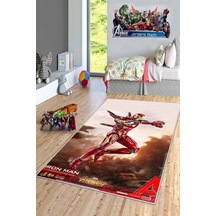 West Home Makinede Yıkanabilir Kaymaz Taban Leke Tutmaz Süper Kahraman Desenli Çocuk Halısı Wh 520 Red