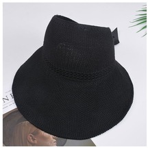 Ww Yay Örgü Boş Şapka Kadın Yaz Güneş Koruyucu Büyük Kenarlı Şapka Güneş Koruyucu Hasır Şapka Açık Güneşlik Şapka - Açık Pembe - Siyah