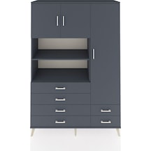 Hyperion Dolap 9 Raflı 6 Çekmeceli 3 Kapaklı 132x44x195 Antrasit-antrasit/antrasit Antrasıt/antrasıt