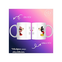 Kişiye Özel Kupa Bardak Mickey & Minnie Animasyon Temalı Yeni Tasarım Beyaz