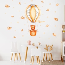 Balon İle Uçan Ayıcık Ve Kuşlar Çocuk Odası Duvar Sticker 50 X 70 Cm