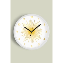 Modern Tasarım Duvar Saati - 35cm - Önü Camlı Beyaz Kasa - Sessiz Mekanizma-jh0348 Beyaz