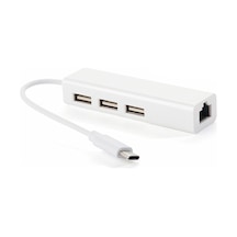 Vkemall Usb-c'den Rj45'e Donüştürücü: Kablolu 100mbps Ağ Kartı + 3 Port Usb 3.0 Hub, Sürücü Gerektirmeyen Veri Transferi Ve Ağ Bağlantısı