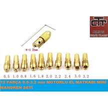 12 Parça 0.5-3.2 MM Hobi Motoru El Matkabı Mini Mandren+Pens Set