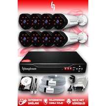 Bayicam 8 Kameralı Uzay 8 Dış Kamera Set 250 GB HDD Full HD Gece Görüşlü Güvenlik Kamerası Sistemi