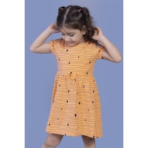 Toontoy Kız Çocuk Kalp Desenli Kolları Detaylı Elbise Yeşil