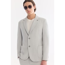 Avva Erkek Gri Mono Yaka Torba Cepli Çift Yırtmaç Astarsız Bi-stretch Comfort Fit Ceket A61y4012