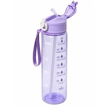1 Litre Motivasyon Suluk Sporcu Suluk Çocuk Suluk Kilitli Kapak Askılı Suluk Mor