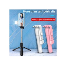 Bluetooth Lu Led Işıklı Selfie Çubuğu Uzaktan Kumandalı Yatay Ve Dikey Kullanabilme Özçekim Tripod