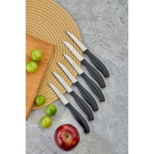 Cooker 12 Li Lüx Paslanmaz Çelik Sebze Ve Meyve Bıçağı Siyah