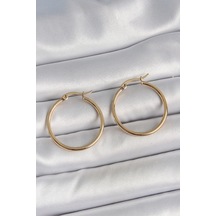 316 Çelik Gold Renk 27 Mm Halka Model Kadın Küpe - Tj-bkp10508 Çok Renkli