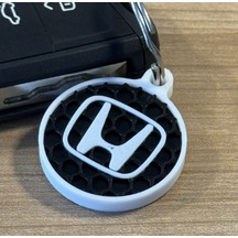 Honda Logolu Petek Tasarım Premium Anahtarlık - 3d Yazıcı Özel Üretim Modern Otomobil Aksesuarı