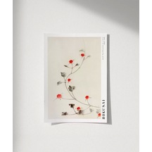 Çerçevesiz Poster Hokusai Asma Üzerinde Küçük Kırmızı Çiçekler