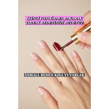 100 Adet Jel Tips Xsmall Beden Kısa Yuvarlak Protez Takma Tırnak Seti Xsmall