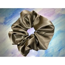 Mois Atelier Vizon Rengi Saten Kumaş Lastikli Kadın Simit Saç Tokası Bayramlık Vizon