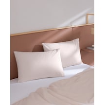 April %100 Pamuk Ranforce Baskılı 2'li Yastık Kılıfı - Pudra 8684427341964 Çok Renkli