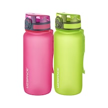 Uzspace 2'li Tritan Matara Seti 650 Ml 14 Farklı Renk Seçeneği Fiftyfifty -3037seta Pembe-Yeşil