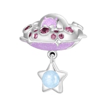 Ufo Ve Yıldız Sallantısı Boncuk Gümüş Charm