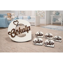 Designer Coupleee İsme Özel Ahşap Bebek Magneti Model 1
