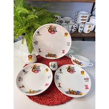 6 Parça Safari Hayvanlar Model Çocuk Bebek Yemek Takımı Beslenme Çok Renkli