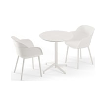 Bintaşmobilya 2 Kişilik Bahçe Balkon Mutfak Cafe Masa Sandalye Takımı 70 x 70 CM Beyaz