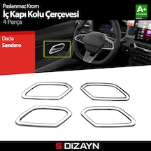 S-dizayn Dacia Sandero Krom İç Kapı Kolu Çerçevesi 4 Prç 2020 Üzeri A+ Kalite